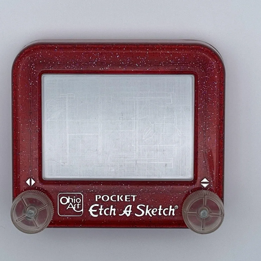 Vintage Pocket Etch A Sketch Red‎ Glitter by Ohio Art